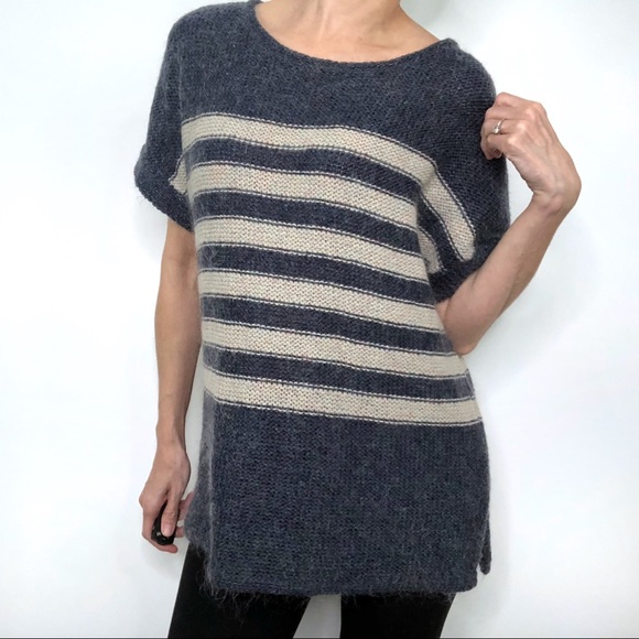 GAP Sweaters - Gap Mohair Blend Blue Striped Short Sleeve Sweater